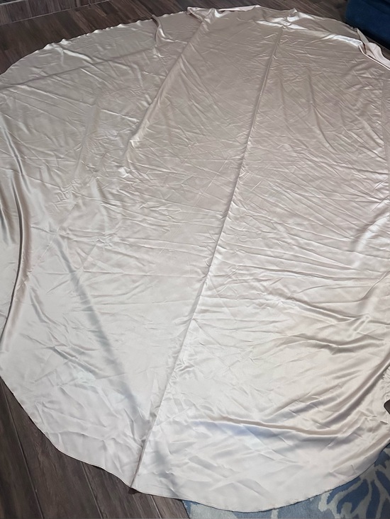 Other - Smooth Satin Champagne Neutral Beige Light Tan Huge Round Tablecloth 128”